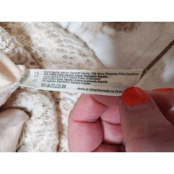 Free People Dress Womens Small IVORY Lace Peek A Boo Slip Sheath Formal Party - Picture 13 of 14